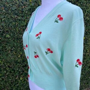 Lime Green Cherry Pinup Sweater🍒